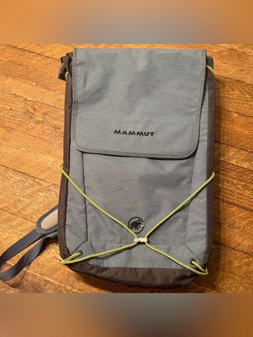 New Mammut Gray Backpack with Lime Accent Cord